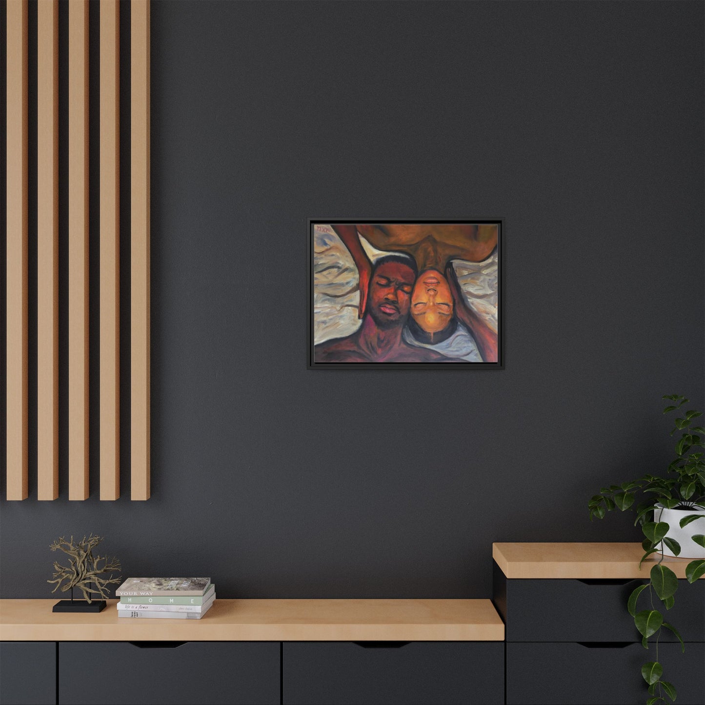 Emotional Oil Painting of Couple in Bed 2
