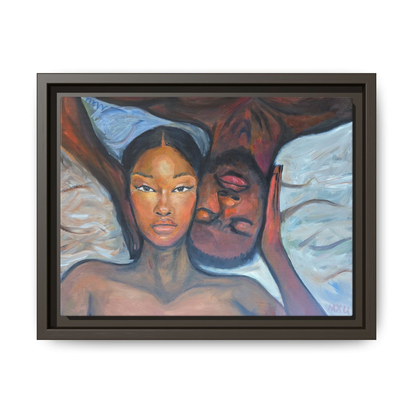 Canvas Framed Wall Art Print, Couples Art, Modern Home Decor, Romantic Artwork, Gift for Her, Bedroom Wall Decor