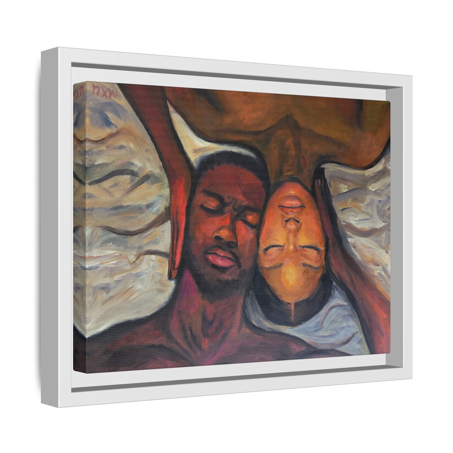 Emotional Oil Painting of Couple in Bed 2
