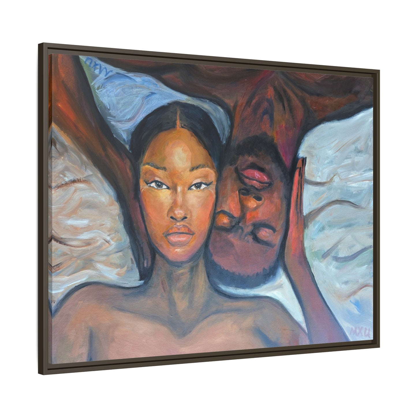 Canvas Framed Wall Art Print, Couples Art, Modern Home Decor, Romantic Artwork, Gift for Her, Bedroom Wall Decor