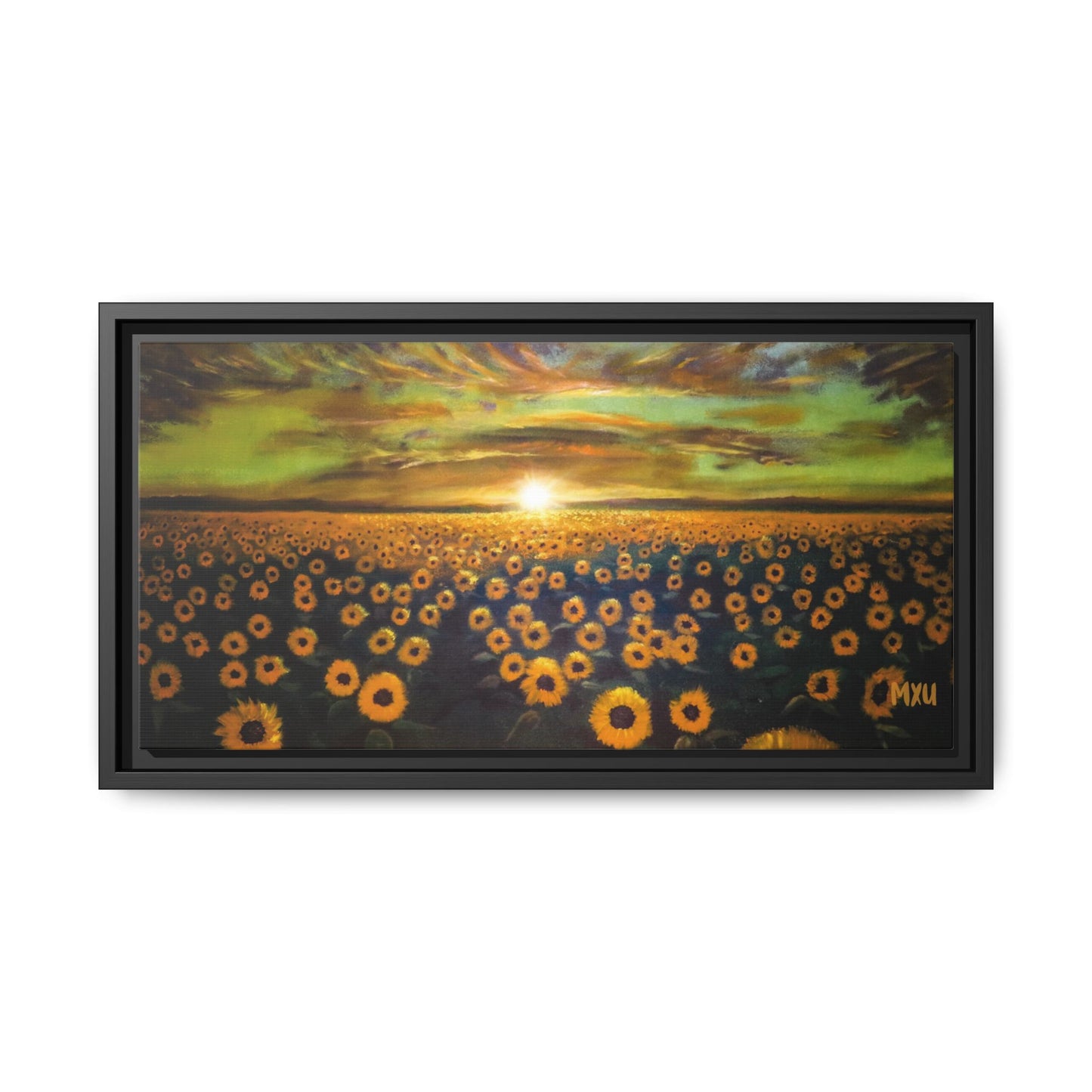 Framed Sunflower Canvas Art, Cheerful Home Decor, Nature Wall Art, Gift for Gardeners, Rustic Living Room Decoration