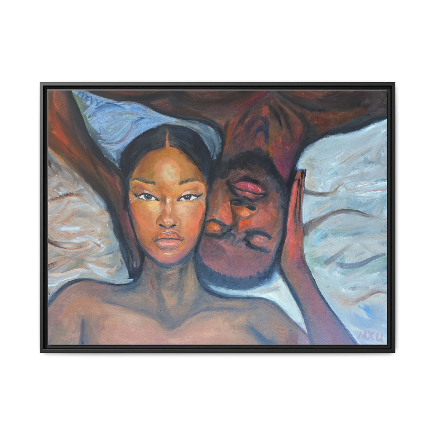 Canvas Framed Wall Art Print, Couples Art, Modern Home Decor, Romantic Artwork, Gift for Her, Bedroom Wall Decor