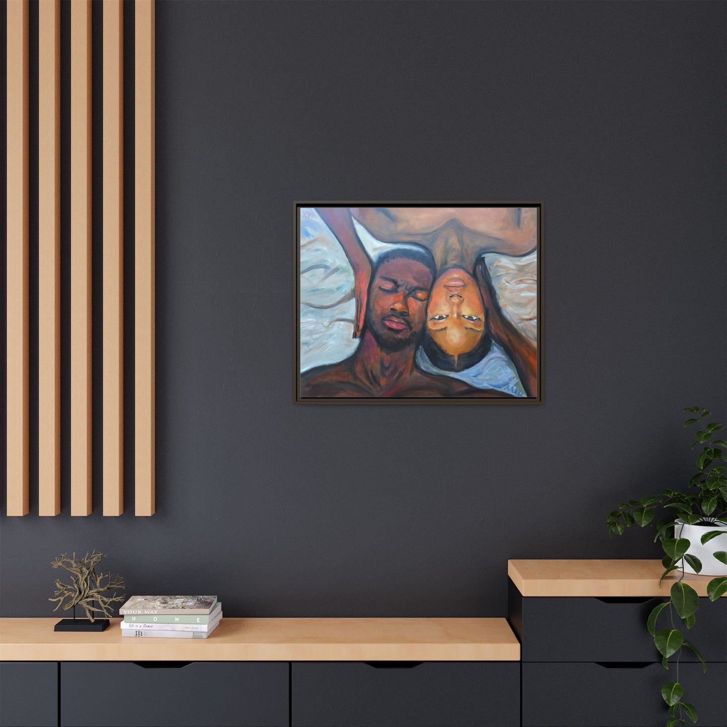 Framed Wall Art Print, Couples Art, Modern Home Decor, Romantic Artwork, Gift for Her, Bedroom Wall Decor