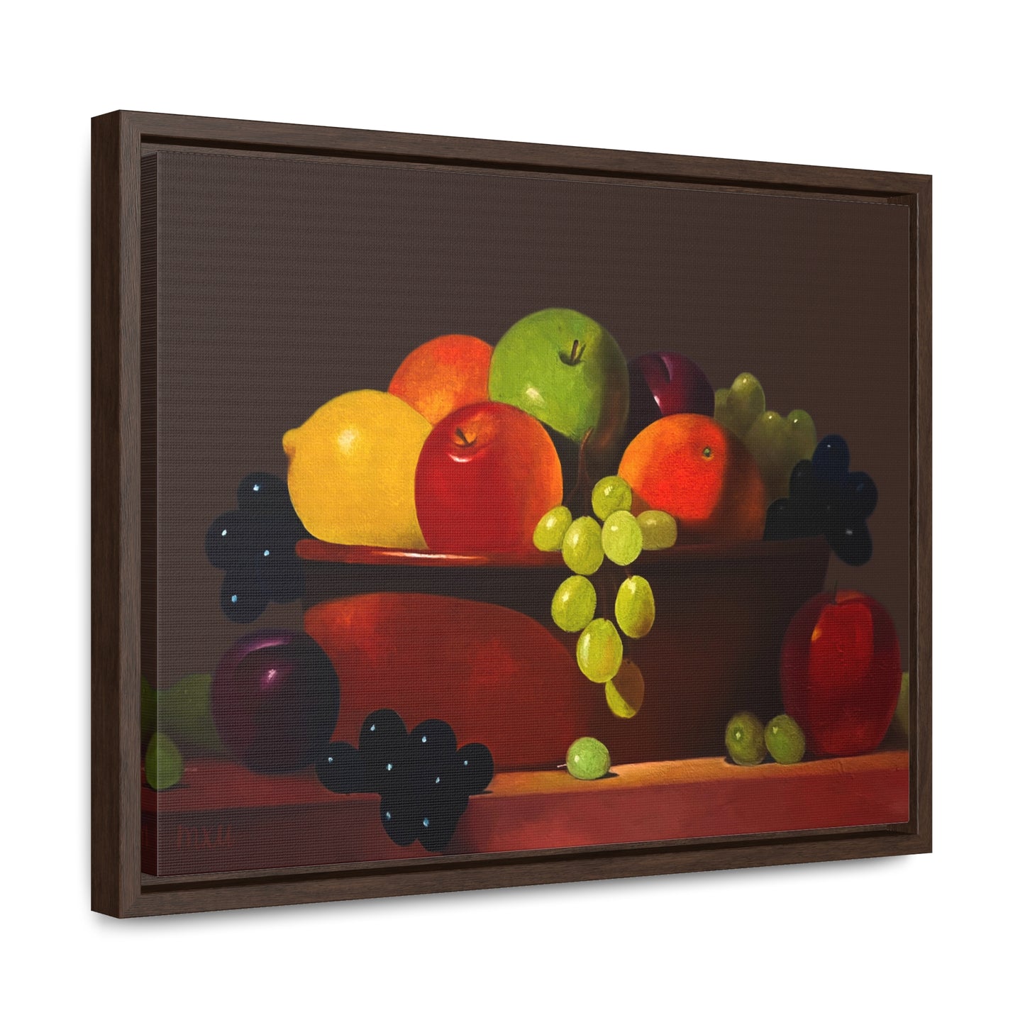 Fruit Basket Painting | Framed Canvas Print (Brown background)