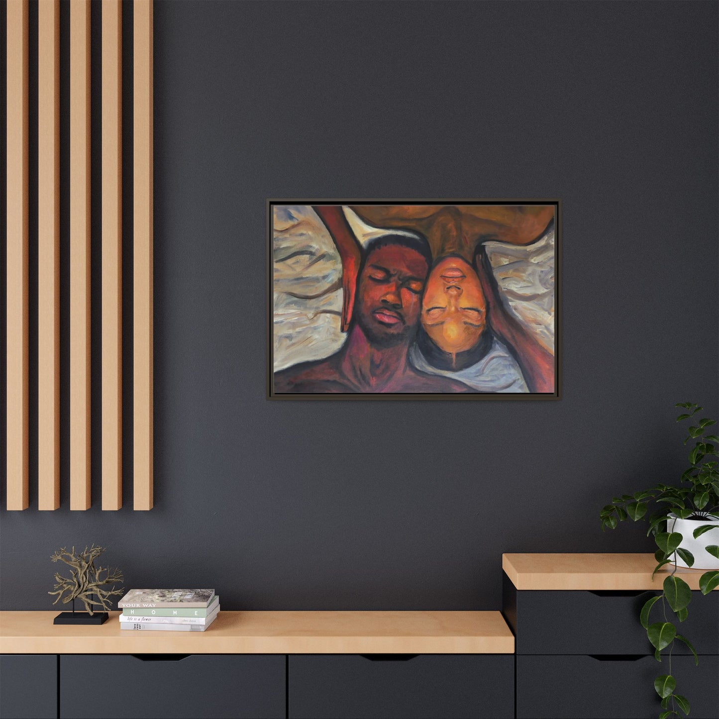 Emotional Oil Painting of Couple in Bed 2