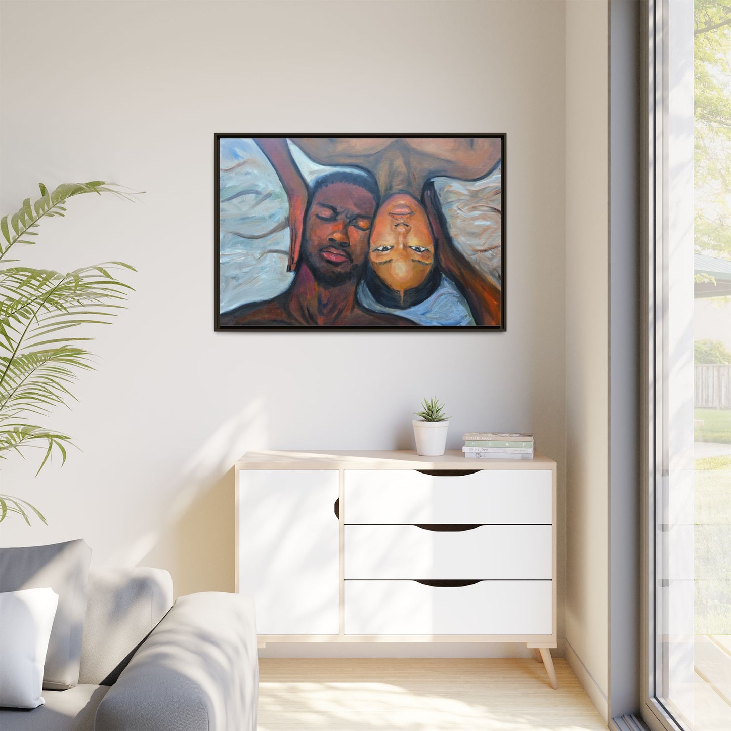 Framed Wall Art Print, Couples Art, Modern Home Decor, Romantic Artwork, Gift for Her, Bedroom Wall Decor