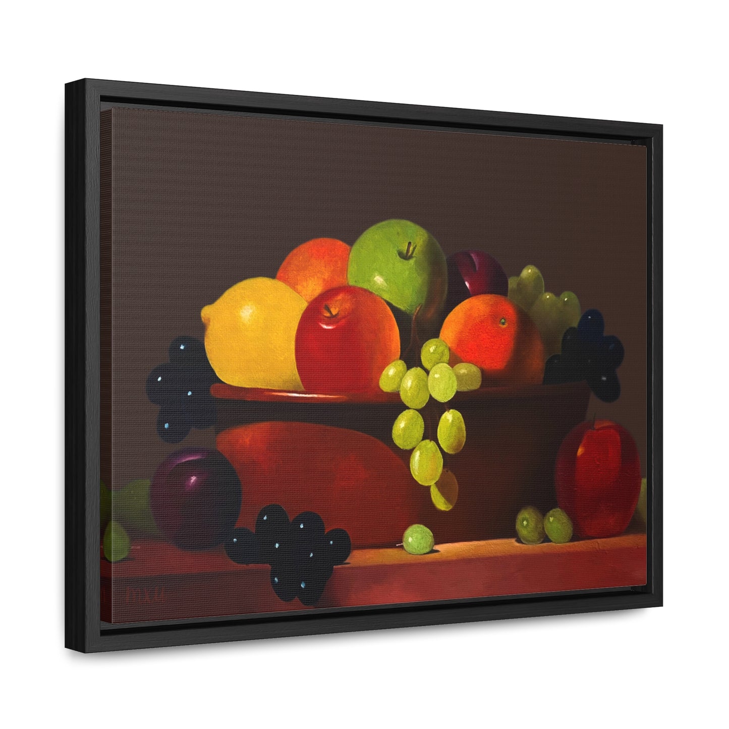 Fruit Basket Painting | Framed Canvas Print (Brown background)