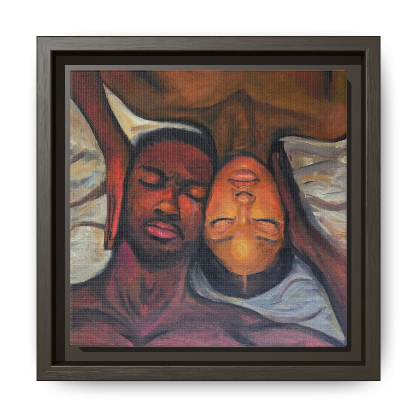 Emotional Oil Painting of Couple in Bed 2