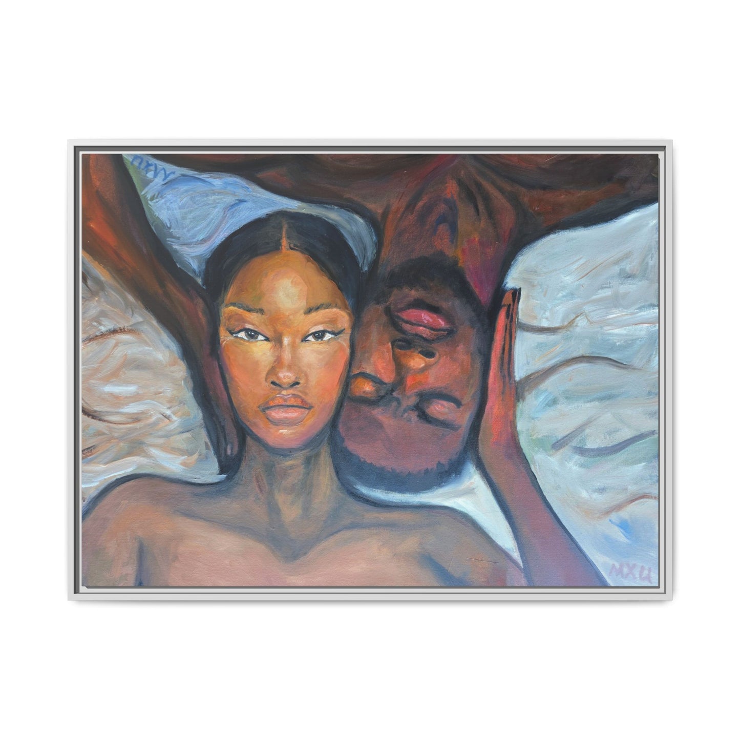 Canvas Framed Wall Art Print, Couples Art, Modern Home Decor, Romantic Artwork, Gift for Her, Bedroom Wall Decor