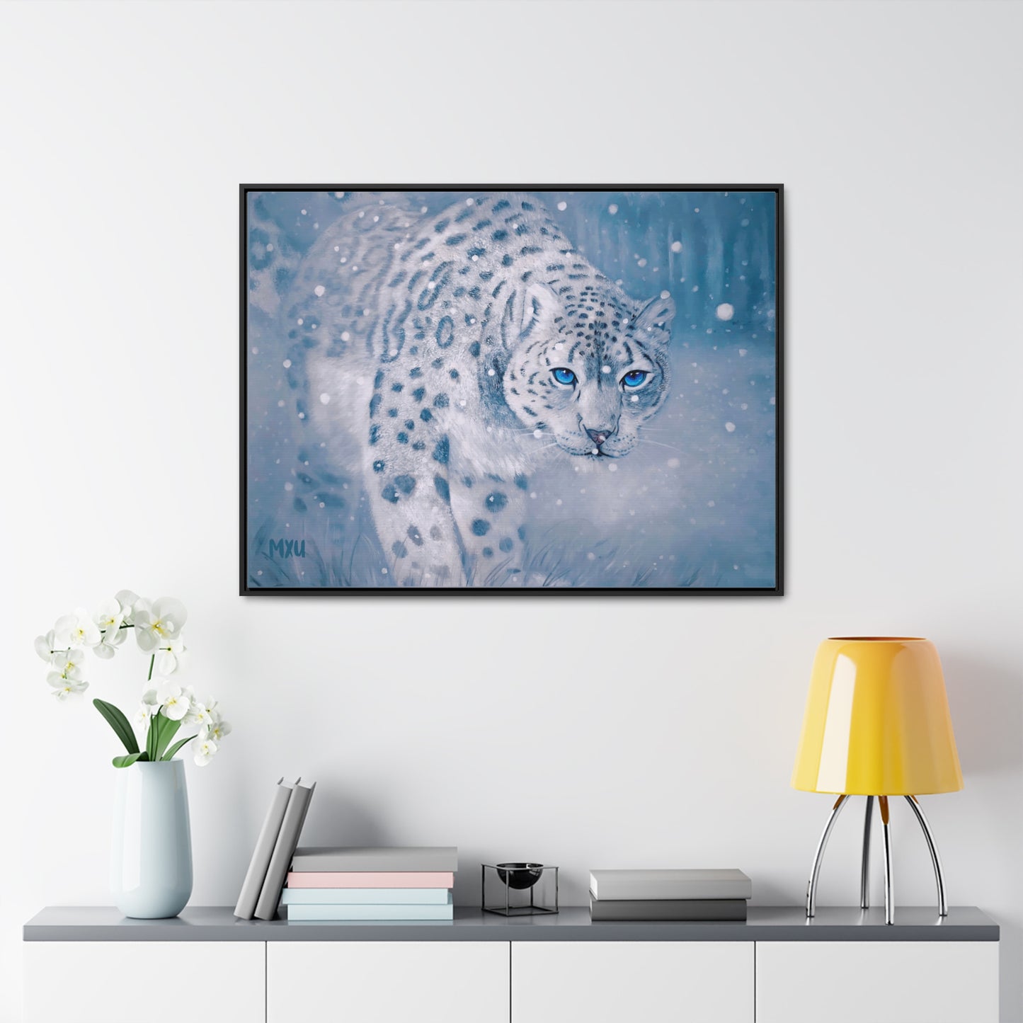 Snow Leopard | Framed Canvas Print | Fine Art Collectable