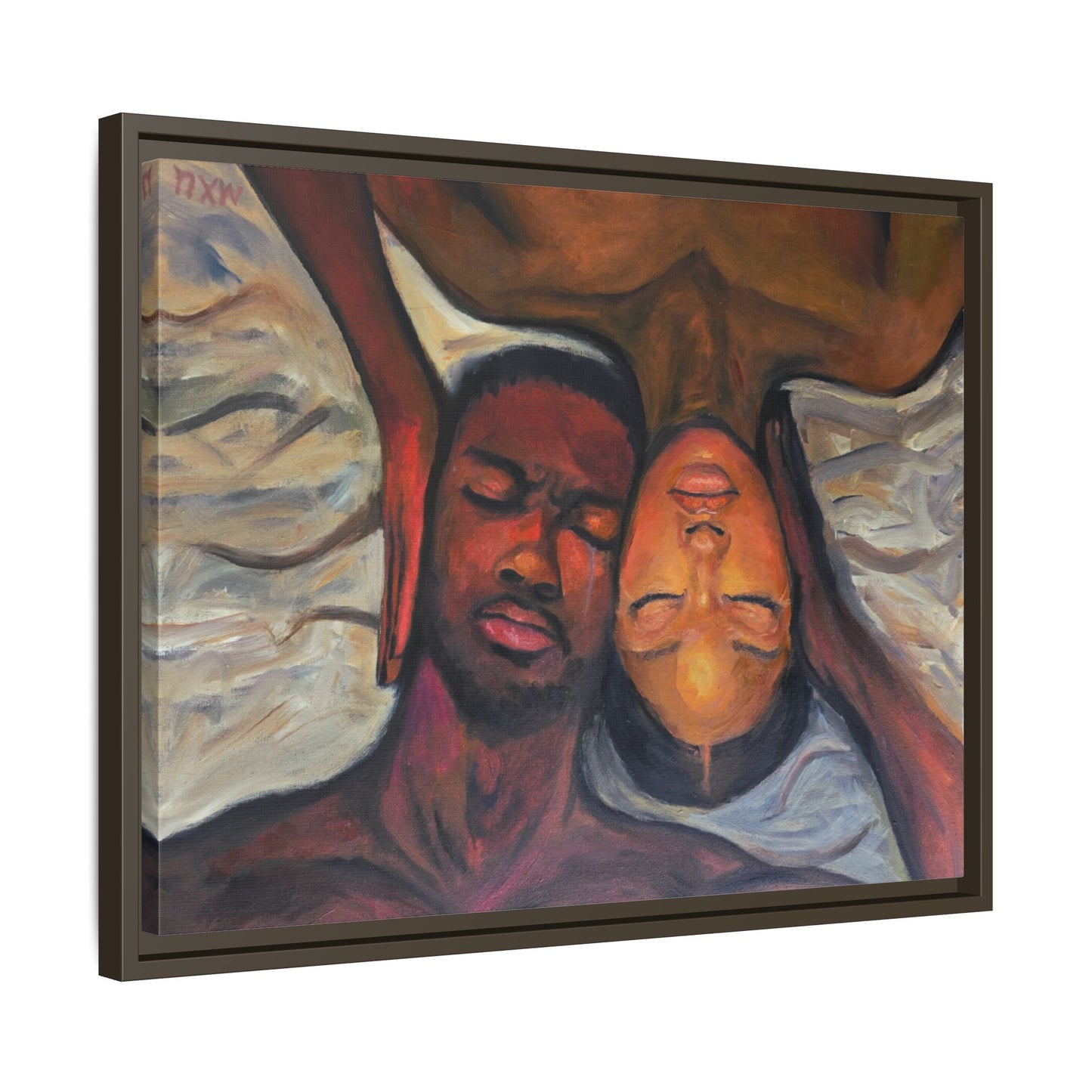 Emotional Oil Painting of Couple in Bed 2