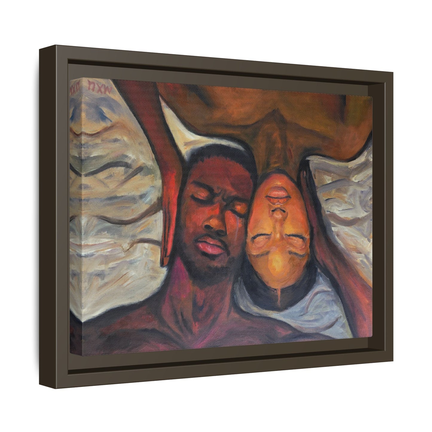Emotional Oil Painting of Couple in Bed 2