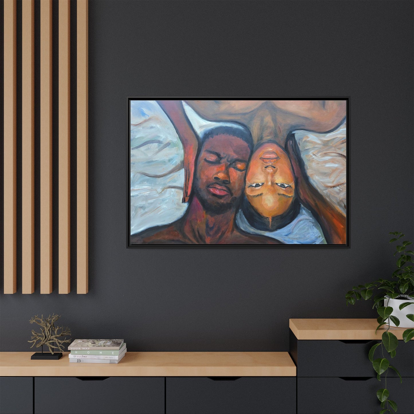 Framed Wall Art Print, Couples Art, Modern Home Decor, Romantic Artwork, Gift for Her, Bedroom Wall Decor