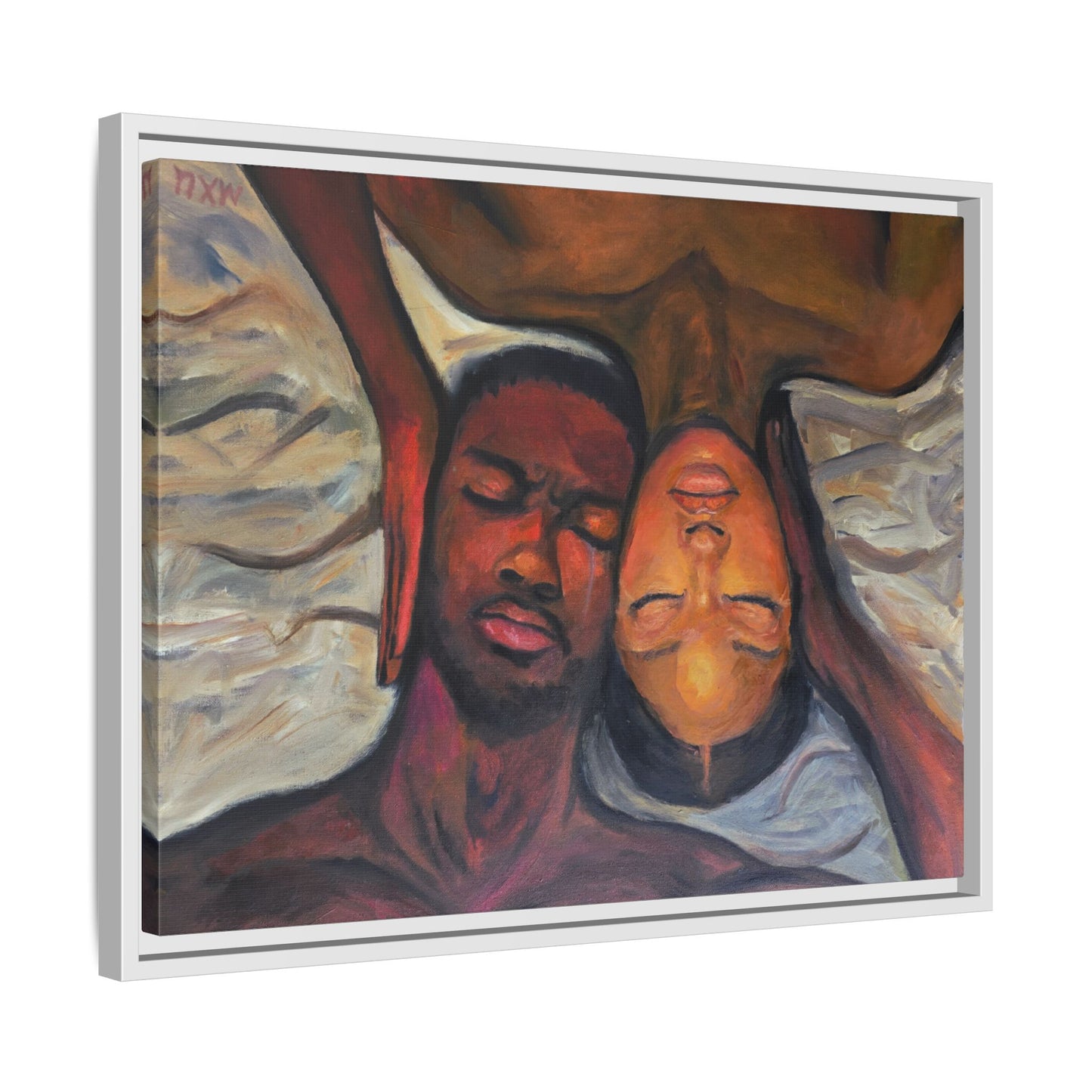Emotional Oil Painting of Couple in Bed 2