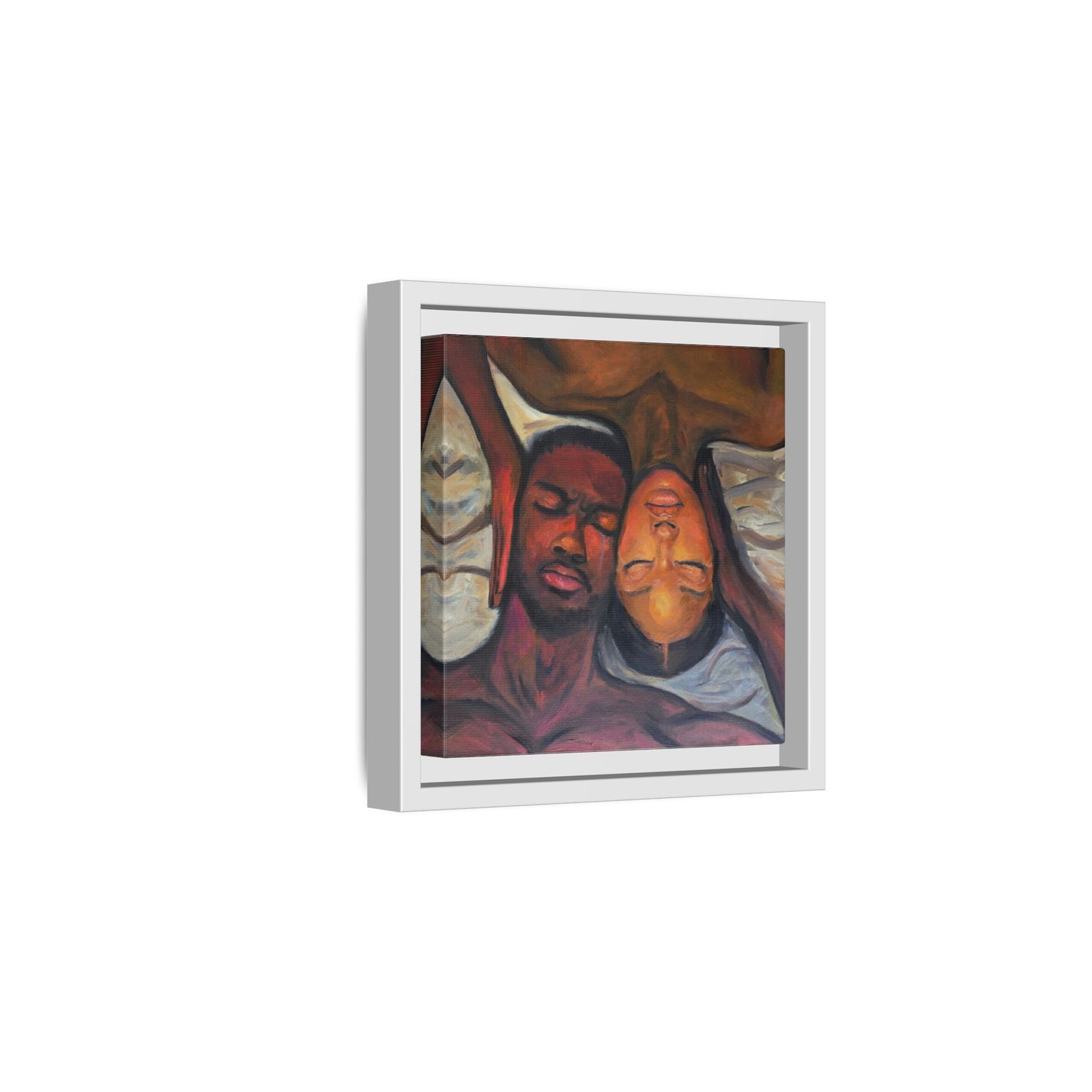 Emotional Oil Painting of Couple in Bed 2