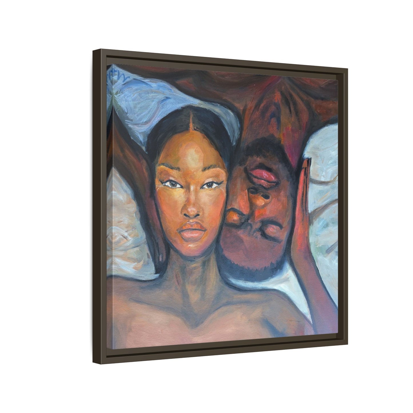 Canvas Framed Wall Art Print, Couples Art, Modern Home Decor, Romantic Artwork, Gift for Her, Bedroom Wall Decor