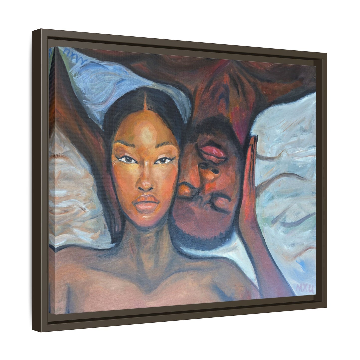 Canvas Framed Wall Art Print, Couples Art, Modern Home Decor, Romantic Artwork, Gift for Her, Bedroom Wall Decor
