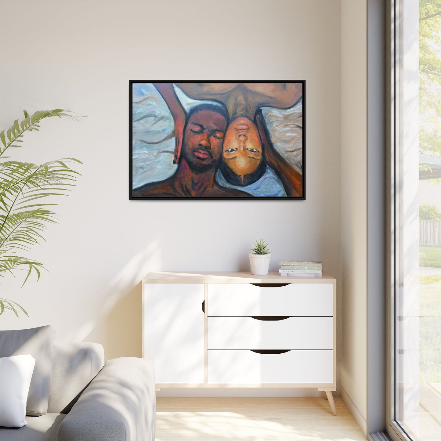 Framed Wall Art Print, Couples Art, Modern Home Decor, Romantic Artwork, Gift for Her, Bedroom Wall Decor