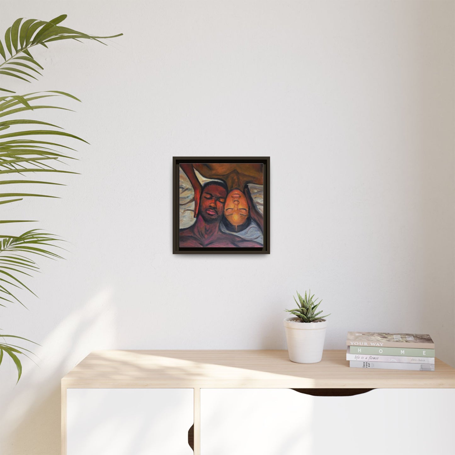 Emotional Oil Painting of Couple in Bed 2