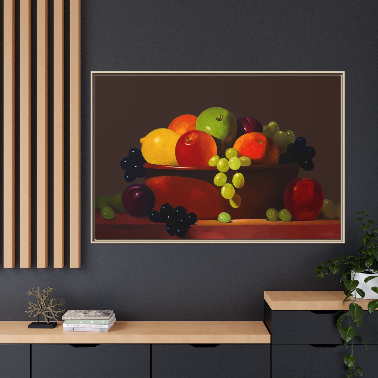 Fruit Basket PAINTING Matte Canvas, Framed (Multi-color)