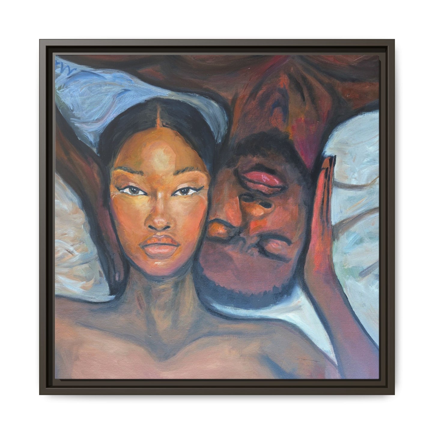 Canvas Framed Wall Art Print, Couples Art, Modern Home Decor, Romantic Artwork, Gift for Her, Bedroom Wall Decor