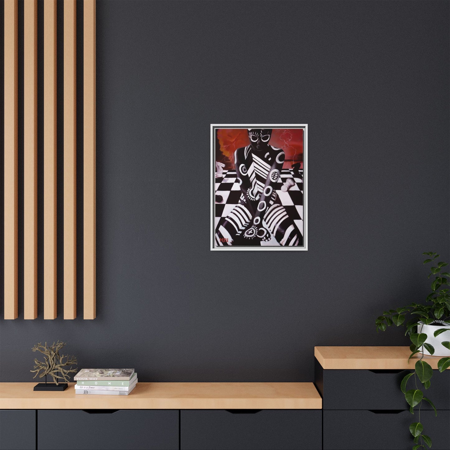 Chess painting Abstract Matte Canvas, Framed (Multi-color)