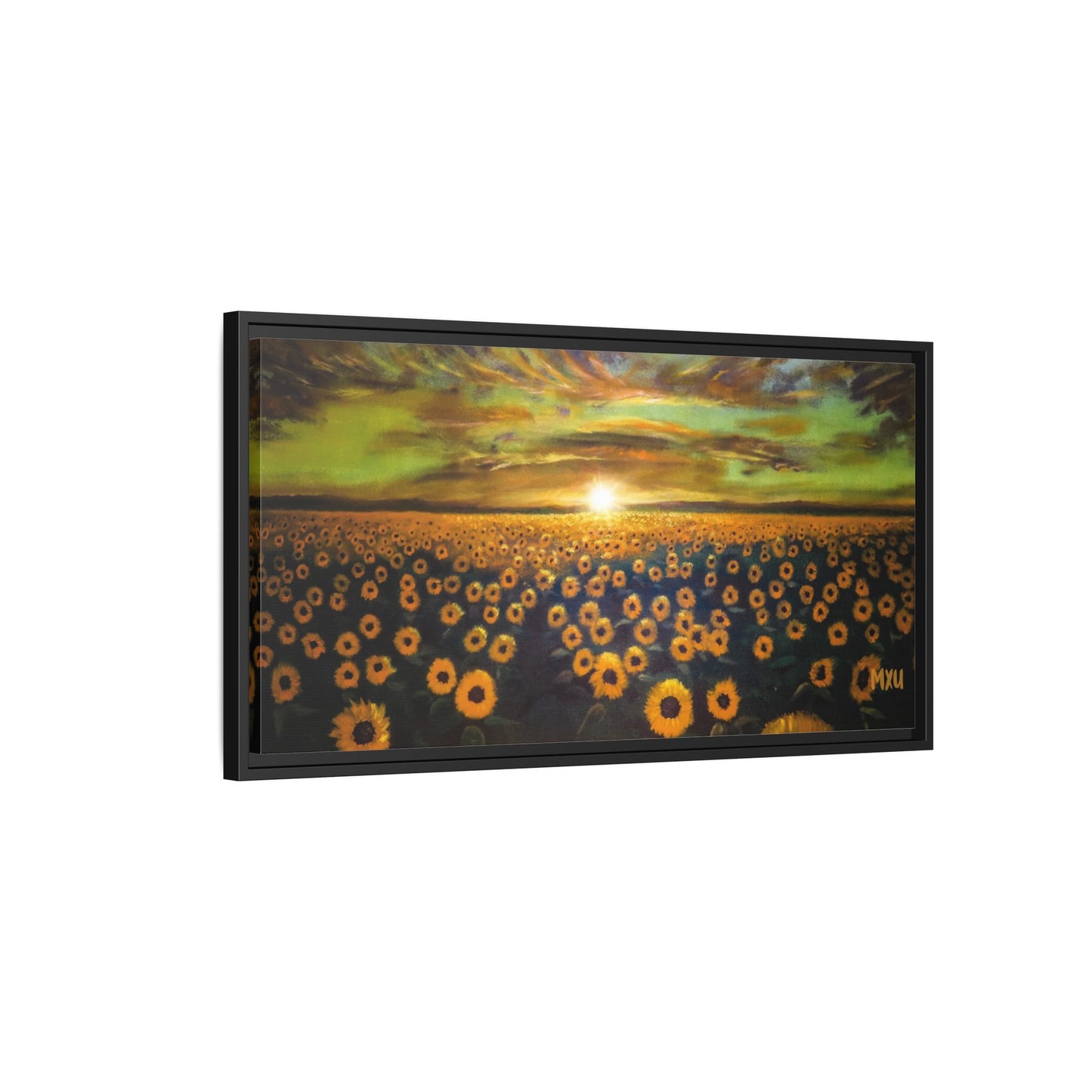 Framed Sunflower Canvas Art, Cheerful Home Decor, Nature Wall Art, Gift for Gardeners, Rustic Living Room Decoration