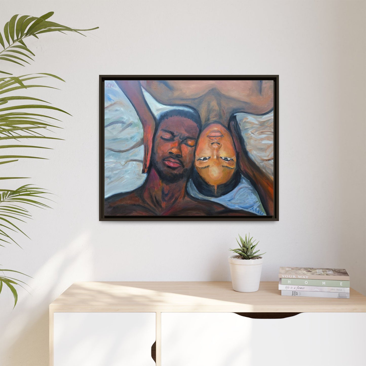 Framed Wall Art Print, Couples Art, Modern Home Decor, Romantic Artwork, Gift for Her, Bedroom Wall Decor