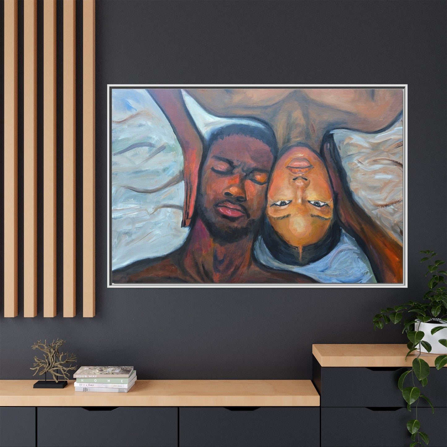 Framed Wall Art Print, Couples Art, Modern Home Decor, Romantic Artwork, Gift for Her, Bedroom Wall Decor