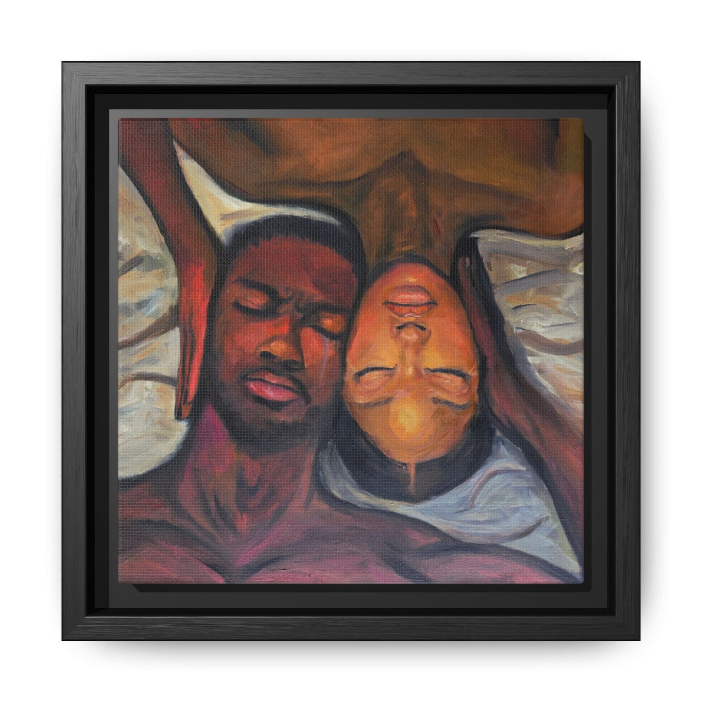 Emotional Oil Painting of Couple in Bed 2