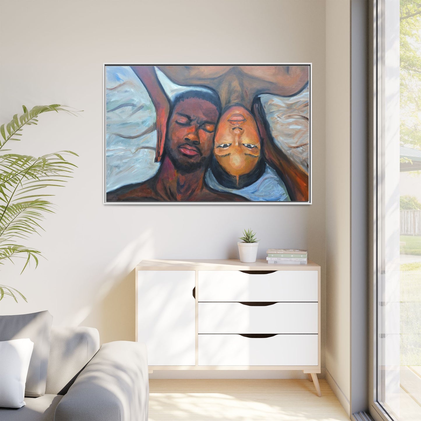Framed Wall Art Print, Couples Art, Modern Home Decor, Romantic Artwork, Gift for Her, Bedroom Wall Decor