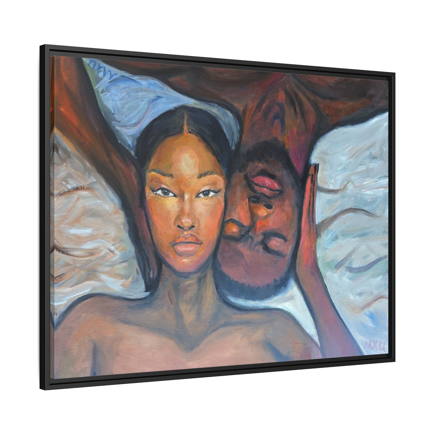 Canvas Framed Wall Art Print, Couples Art, Modern Home Decor, Romantic Artwork, Gift for Her, Bedroom Wall Decor