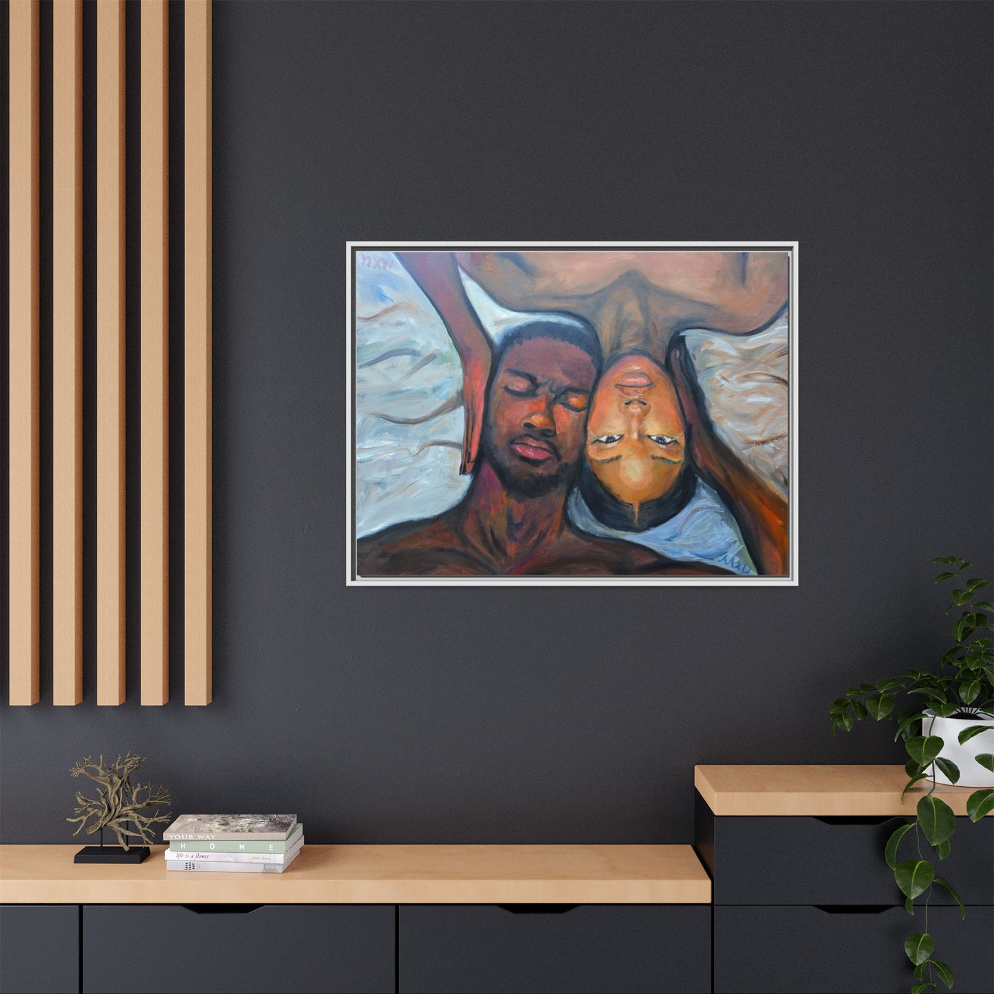 Framed Wall Art Print, Couples Art, Modern Home Decor, Romantic Artwork, Gift for Her, Bedroom Wall Decor