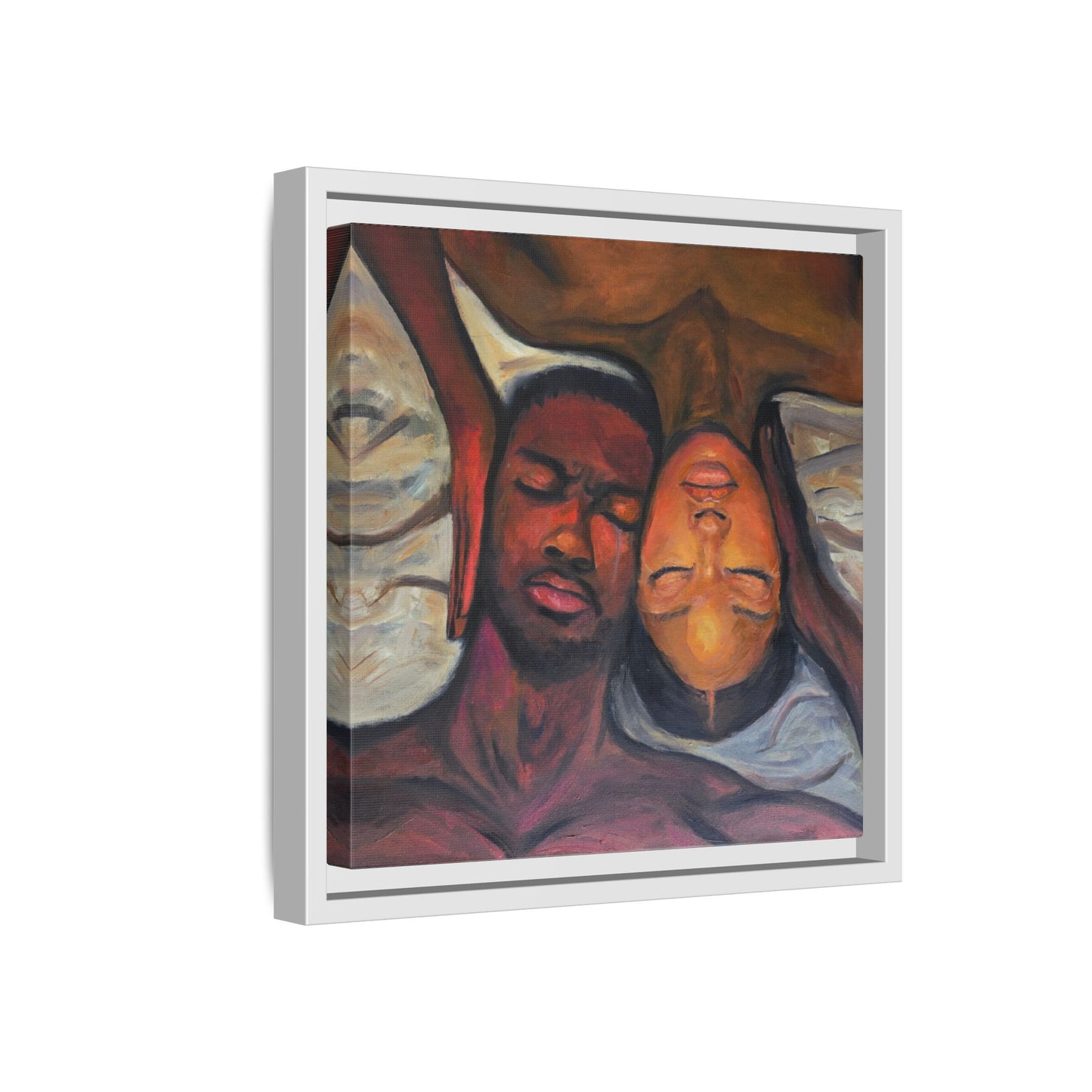 Emotional Oil Painting of Couple in Bed 2