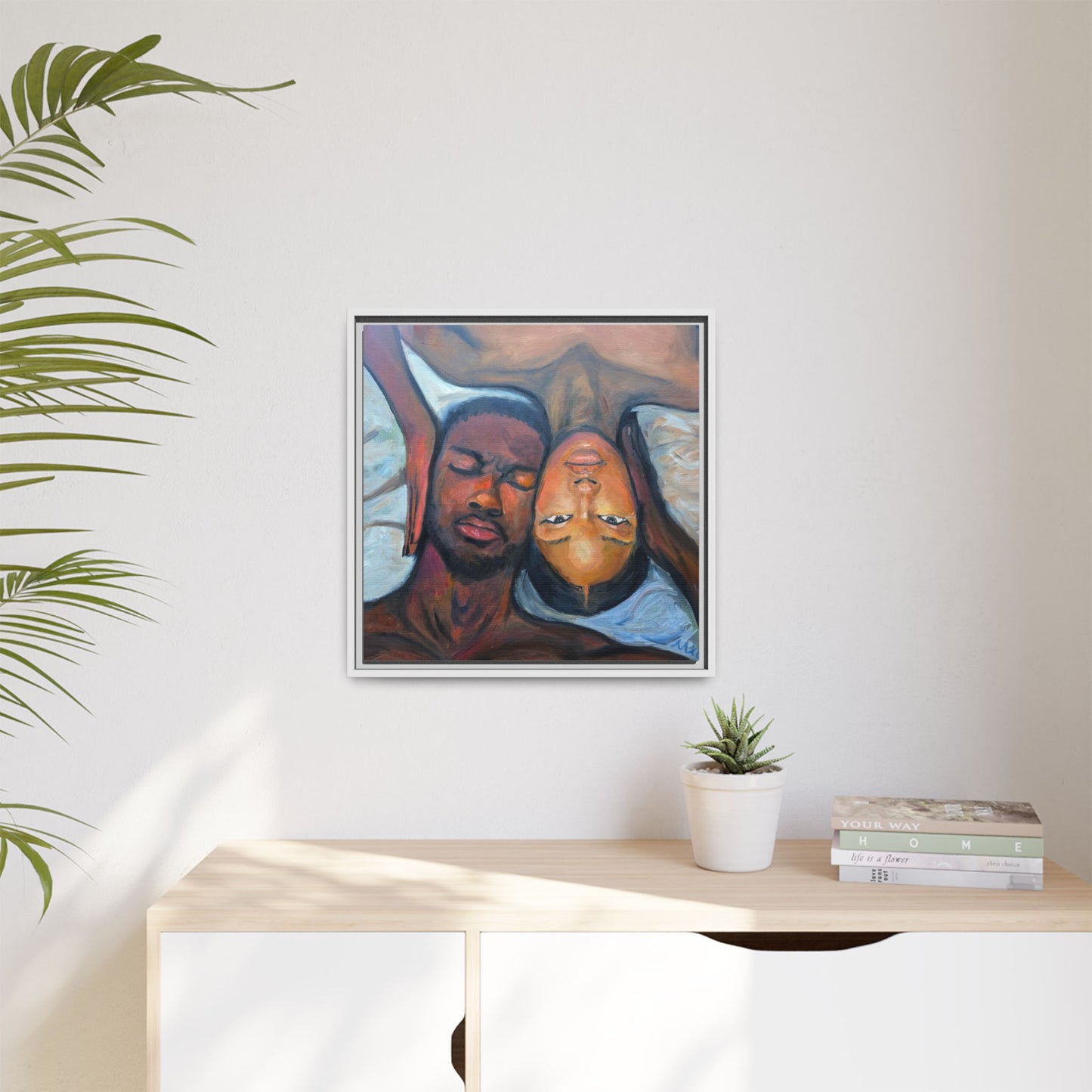 Framed Wall Art Print, Couples Art, Modern Home Decor, Romantic Artwork, Gift for Her, Bedroom Wall Decor