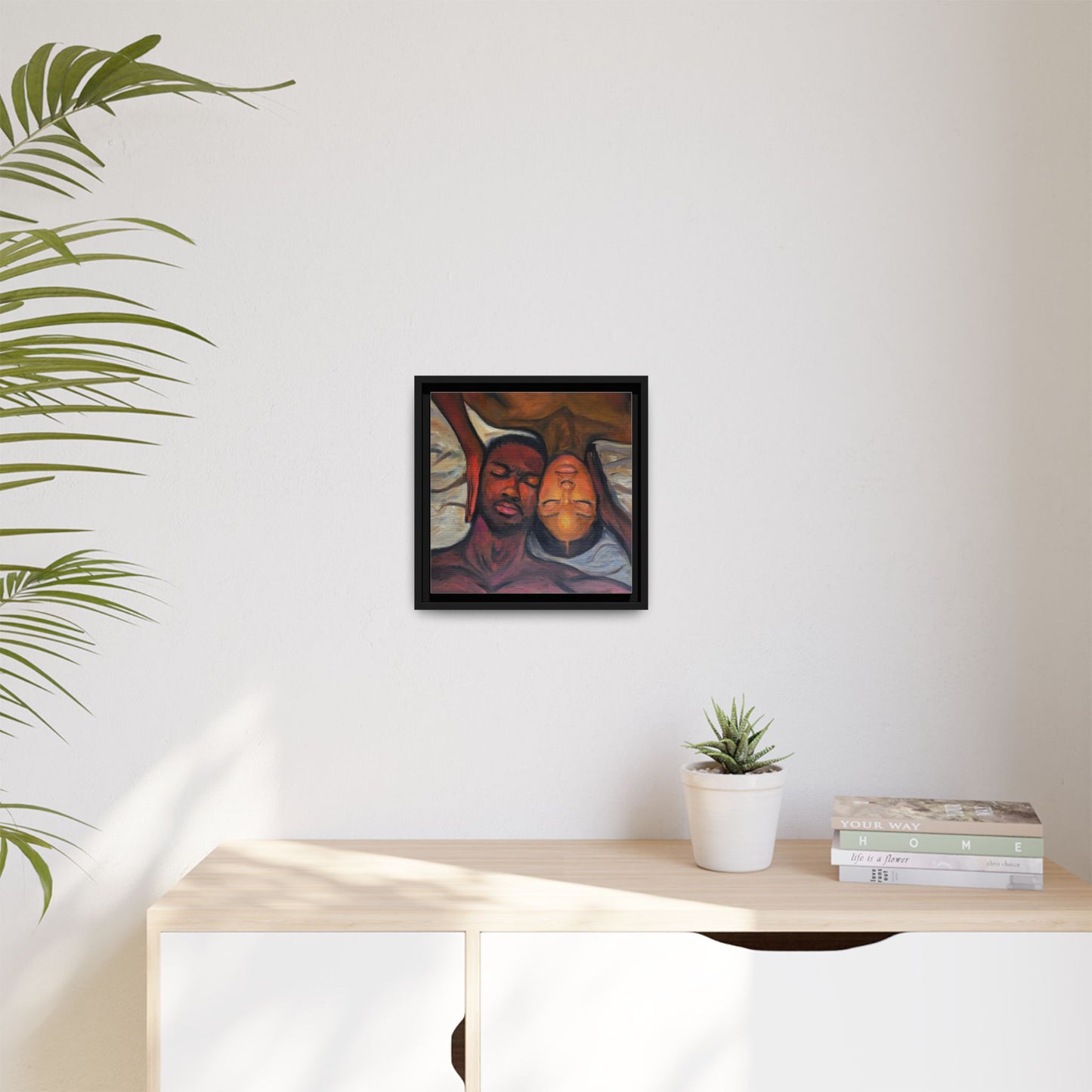 Emotional Oil Painting of Couple in Bed 2