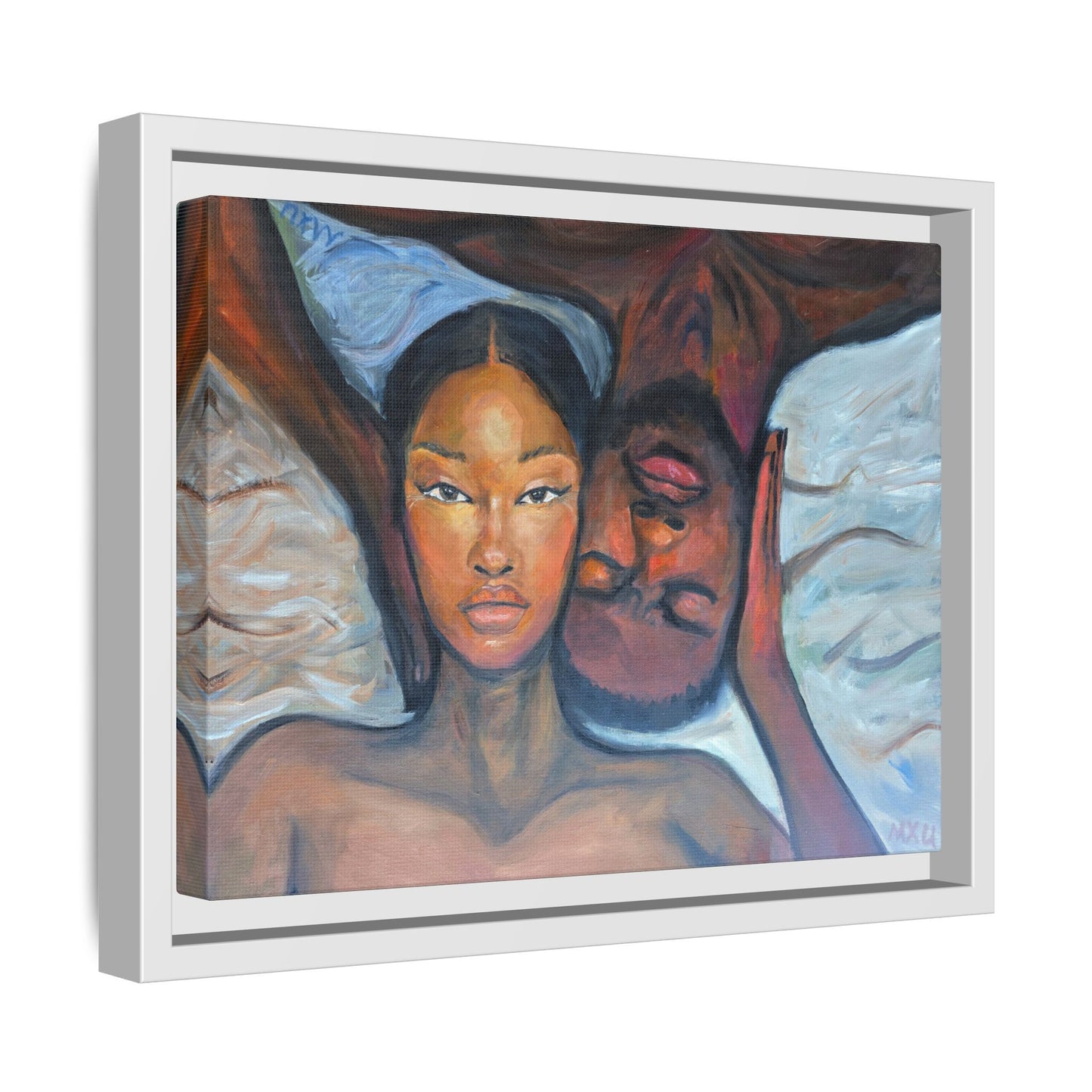 Canvas Framed Wall Art Print, Couples Art, Modern Home Decor, Romantic Artwork, Gift for Her, Bedroom Wall Decor