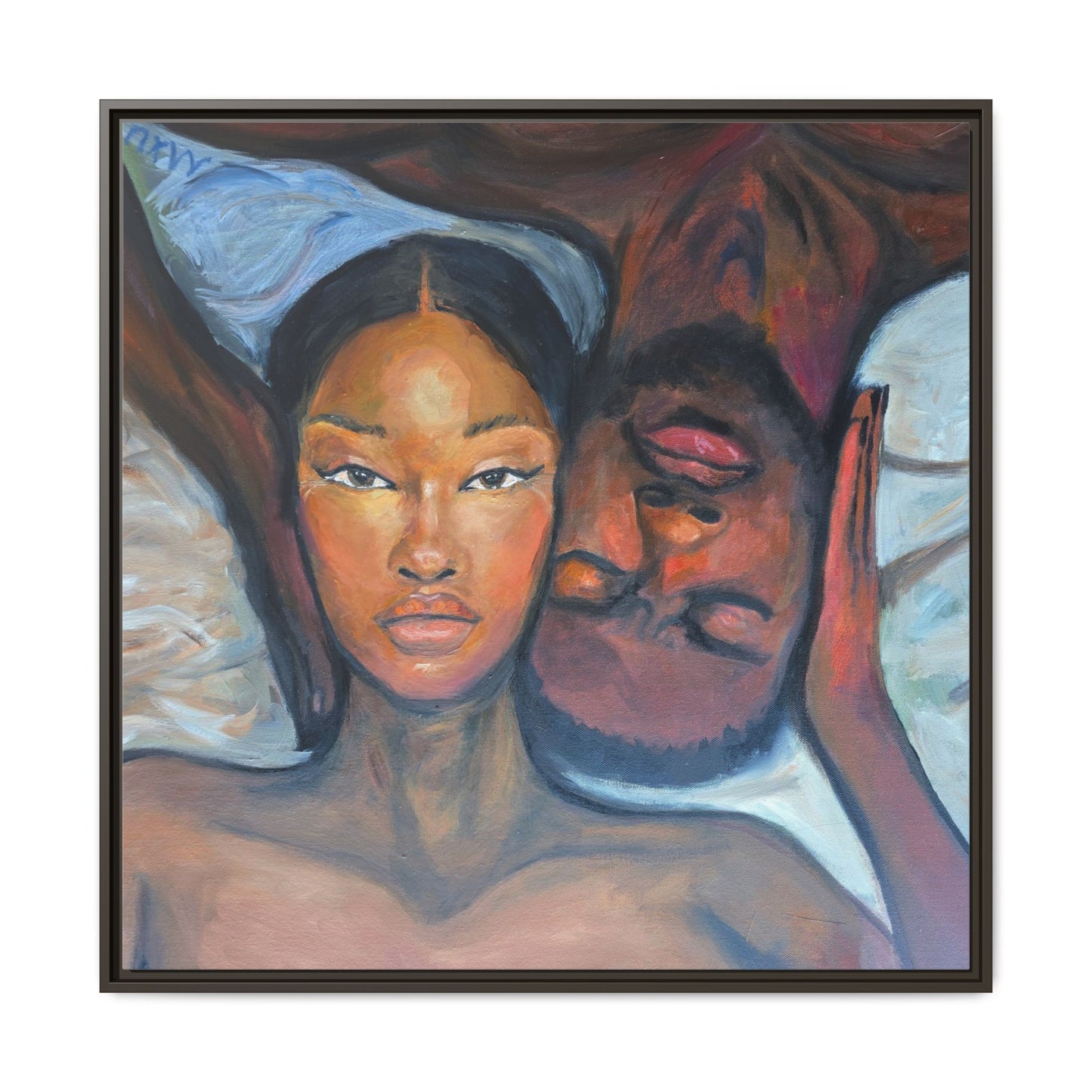 Canvas Framed Wall Art Print, Couples Art, Modern Home Decor, Romantic Artwork, Gift for Her, Bedroom Wall Decor