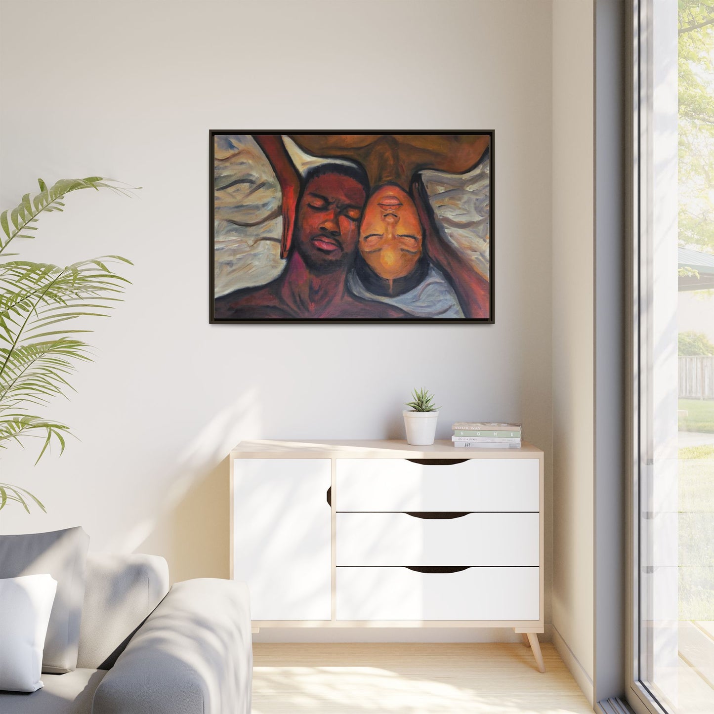 Emotional Oil Painting of Couple in Bed 2