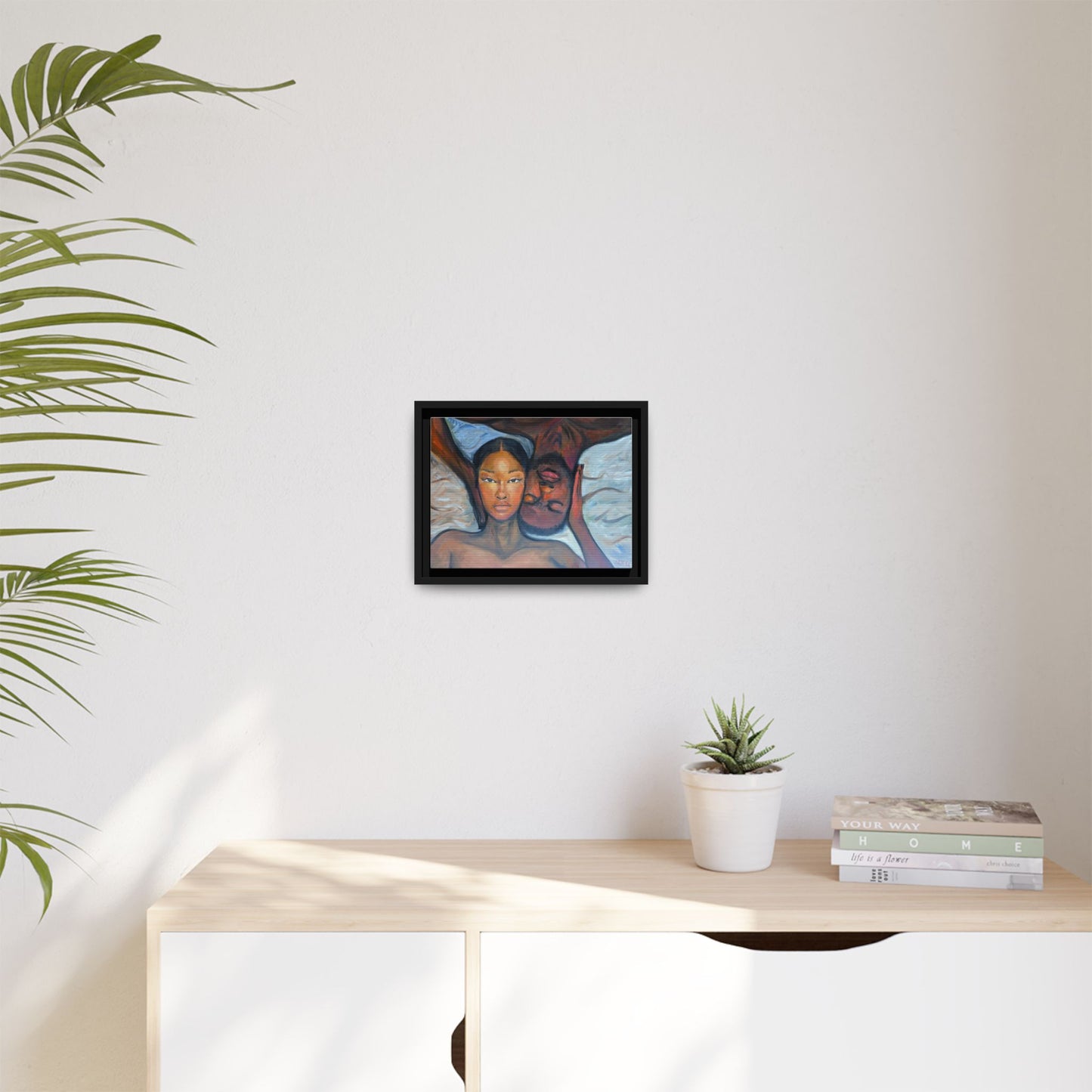 Canvas Framed Wall Art Print, Couples Art, Modern Home Decor, Romantic Artwork, Gift for Her, Bedroom Wall Decor