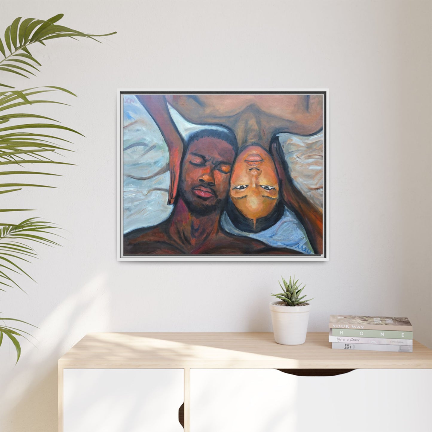 Framed Wall Art Print, Couples Art, Modern Home Decor, Romantic Artwork, Gift for Her, Bedroom Wall Decor