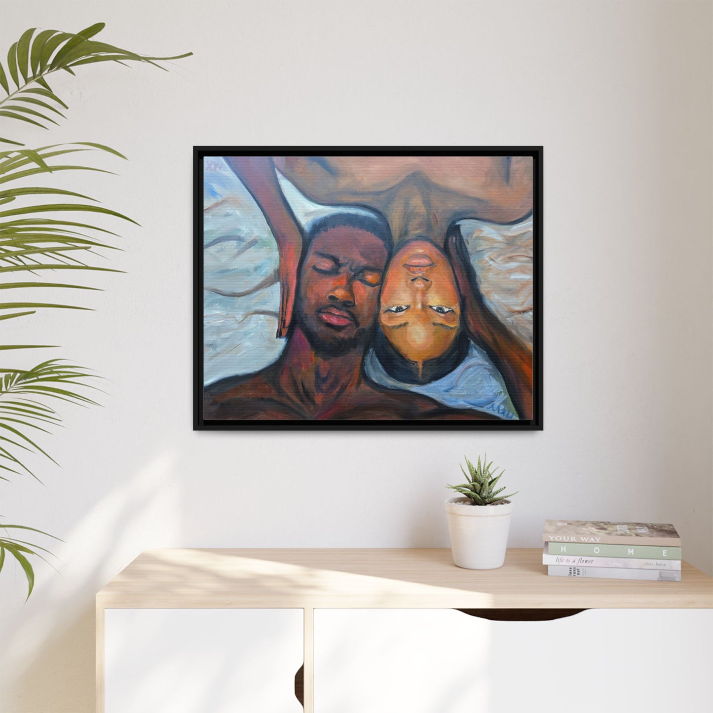 Framed Wall Art Print, Couples Art, Modern Home Decor, Romantic Artwork, Gift for Her, Bedroom Wall Decor