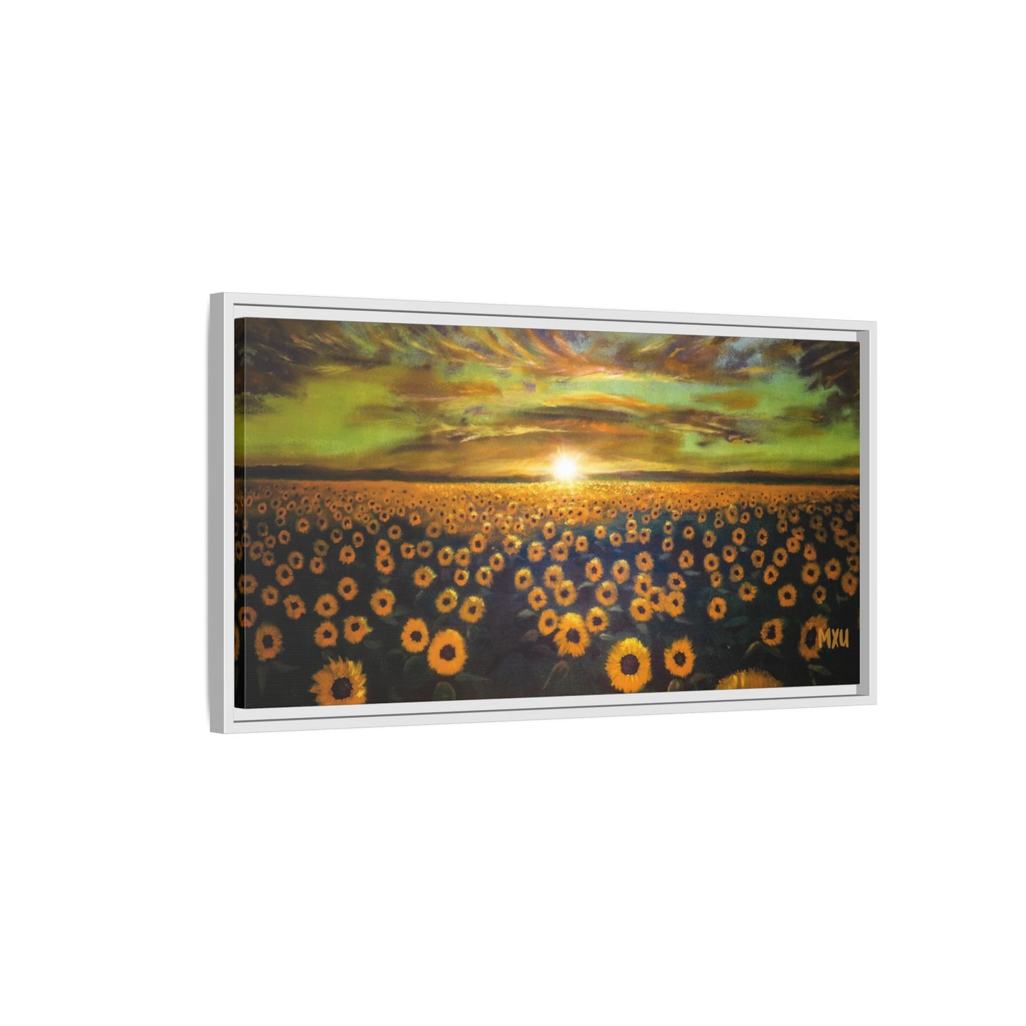 Framed Sunflower Canvas Art, Cheerful Home Decor, Nature Wall Art, Gift for Gardeners, Rustic Living Room Decoration
