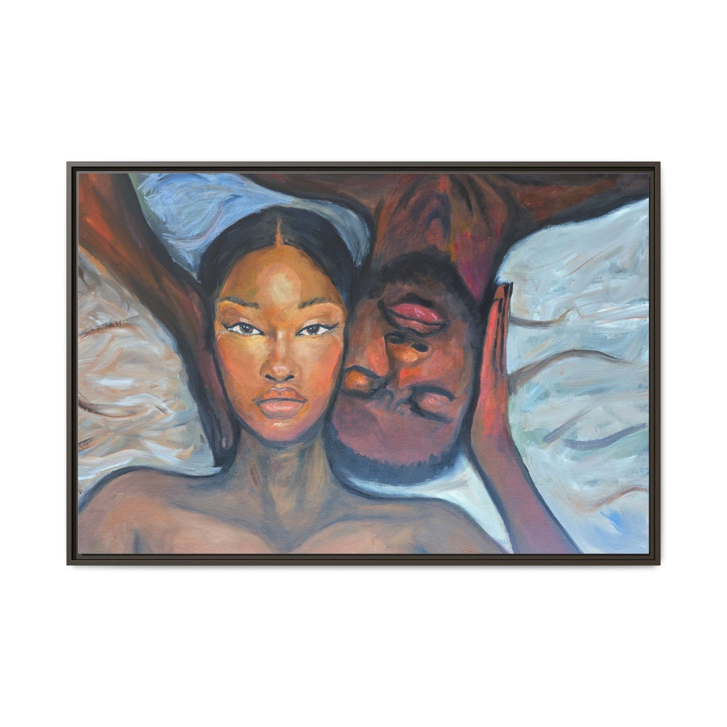Canvas Framed Wall Art Print, Couples Art, Modern Home Decor, Romantic Artwork, Gift for Her, Bedroom Wall Decor