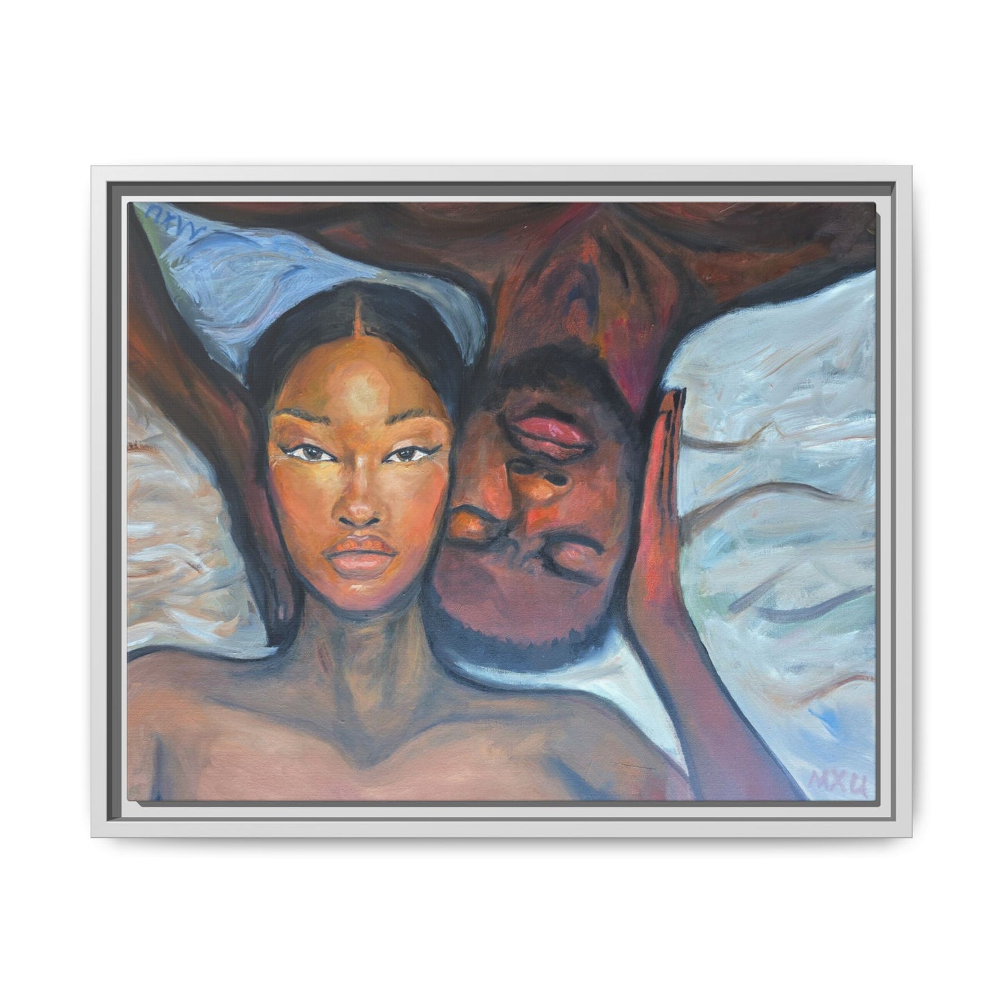 Canvas Framed Wall Art Print, Couples Art, Modern Home Decor, Romantic Artwork, Gift for Her, Bedroom Wall Decor