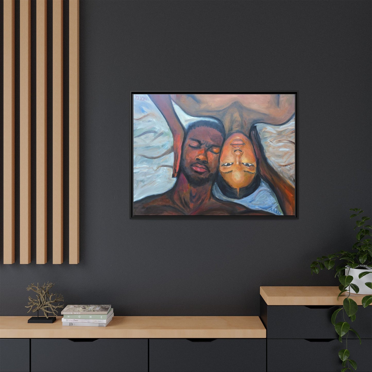 Framed Wall Art Print, Couples Art, Modern Home Decor, Romantic Artwork, Gift for Her, Bedroom Wall Decor
