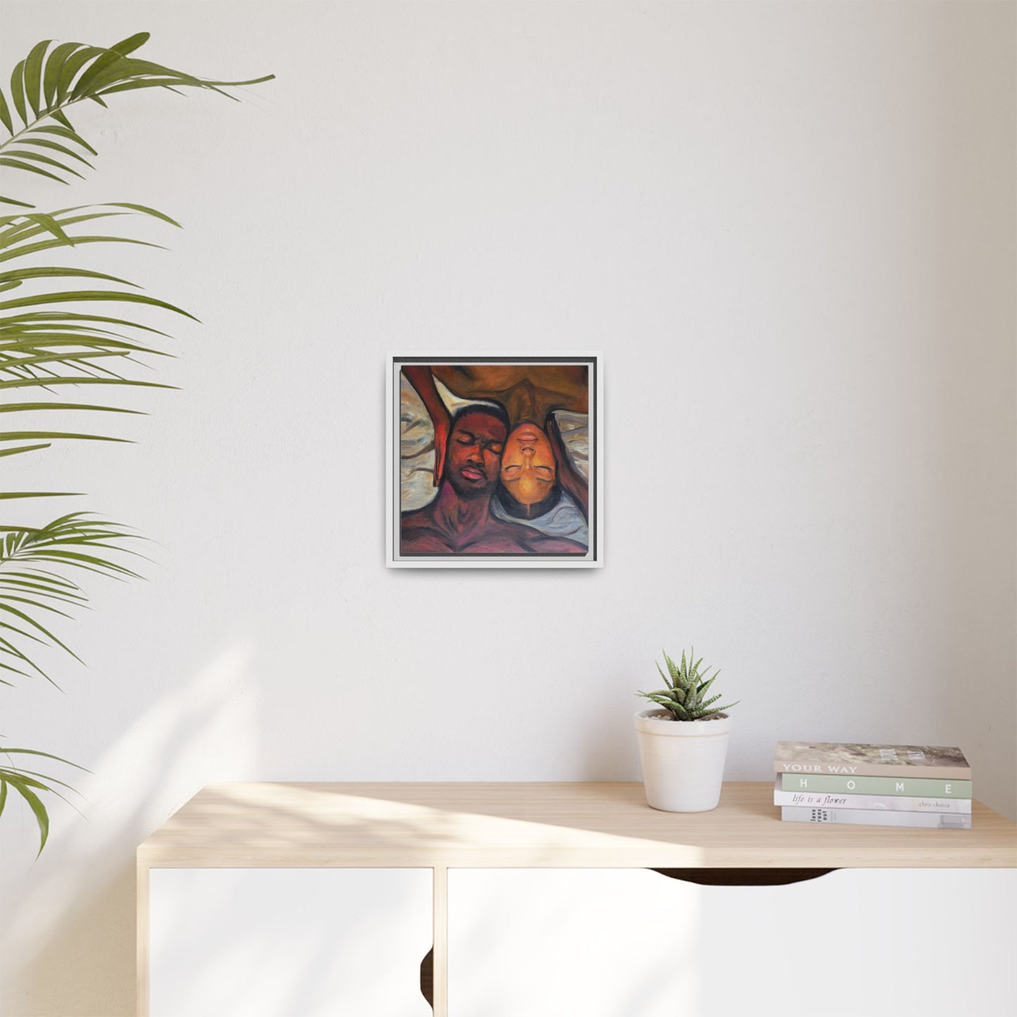 Emotional Oil Painting of Couple in Bed 2