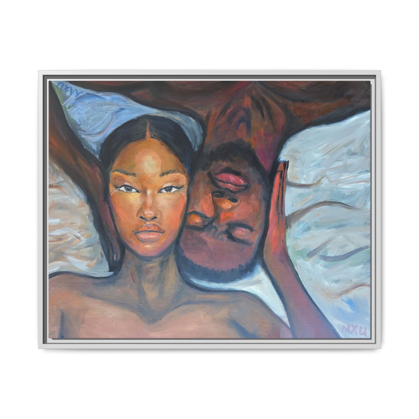Canvas Framed Wall Art Print, Couples Art, Modern Home Decor, Romantic Artwork, Gift for Her, Bedroom Wall Decor