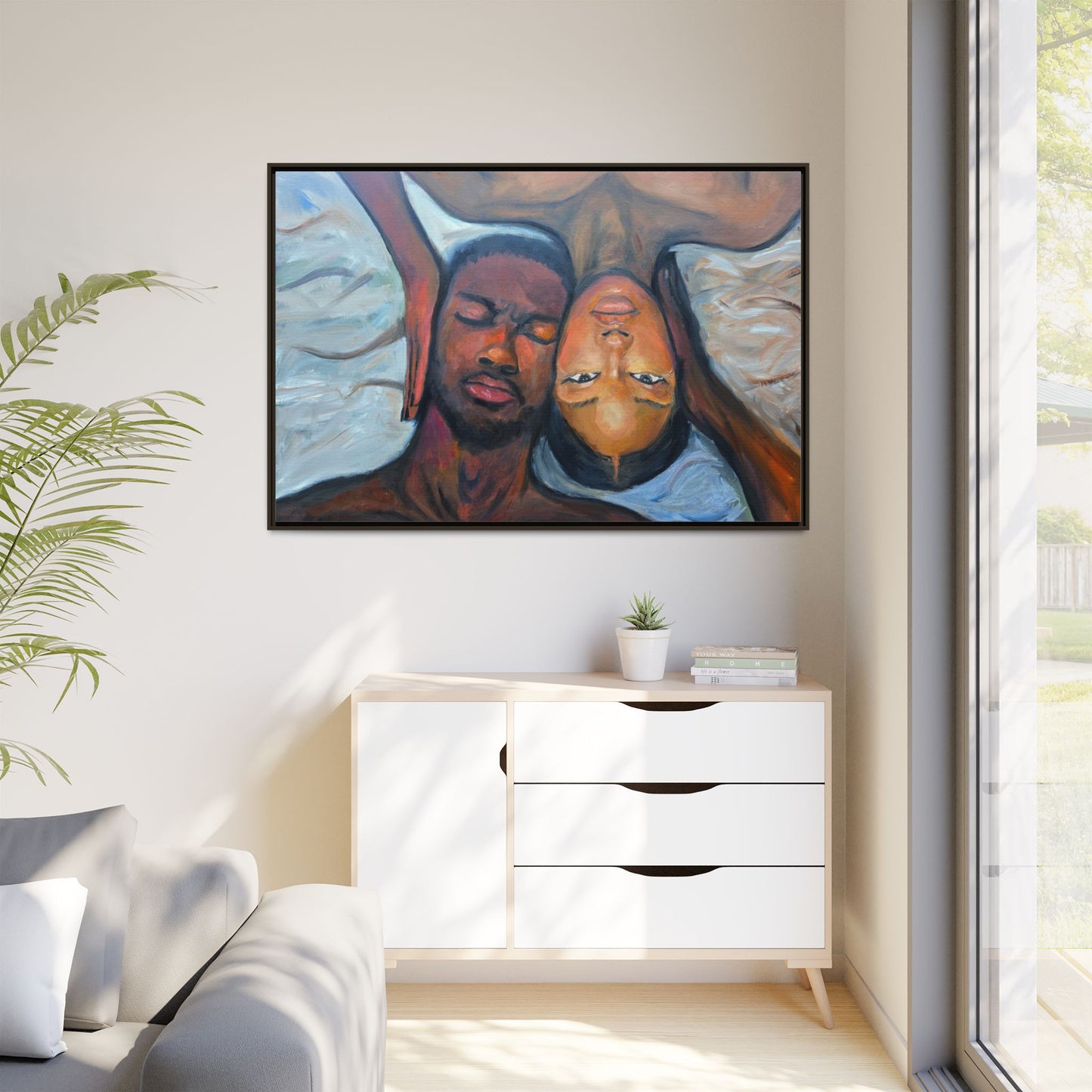 Framed Wall Art Print, Couples Art, Modern Home Decor, Romantic Artwork, Gift for Her, Bedroom Wall Decor
