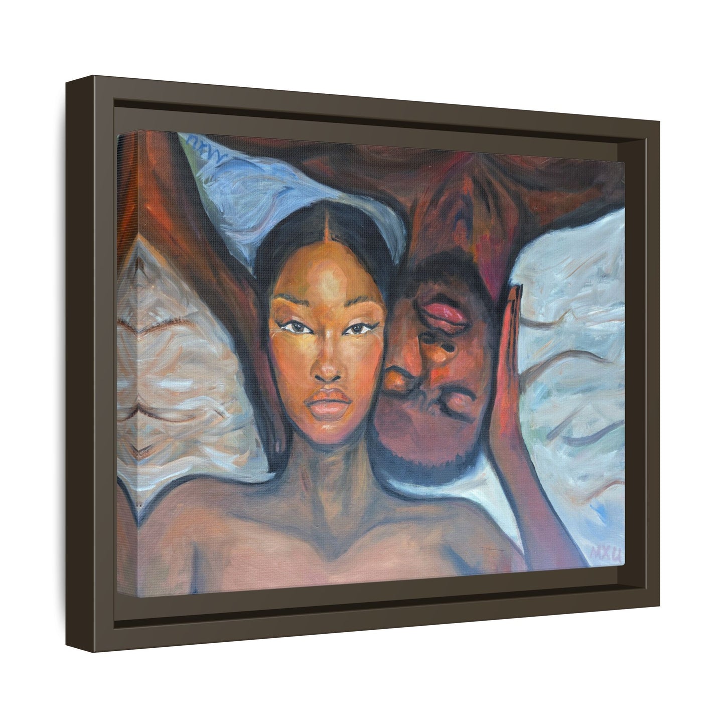 Canvas Framed Wall Art Print, Couples Art, Modern Home Decor, Romantic Artwork, Gift for Her, Bedroom Wall Decor
